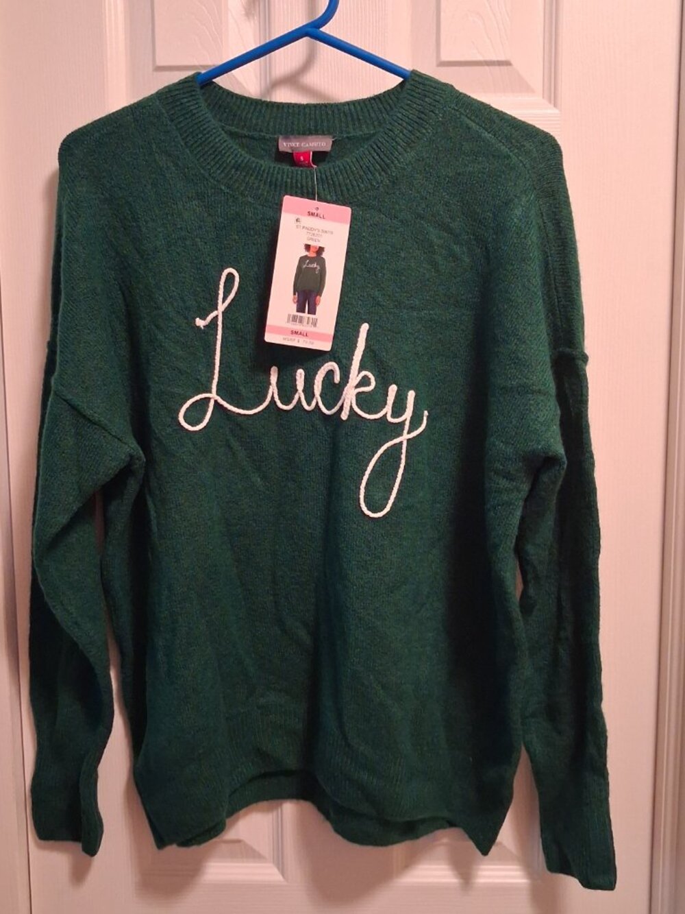 NWT Vince Camuto Women's Size Small Relaxed Cozy Festive Lucky Green Sweater